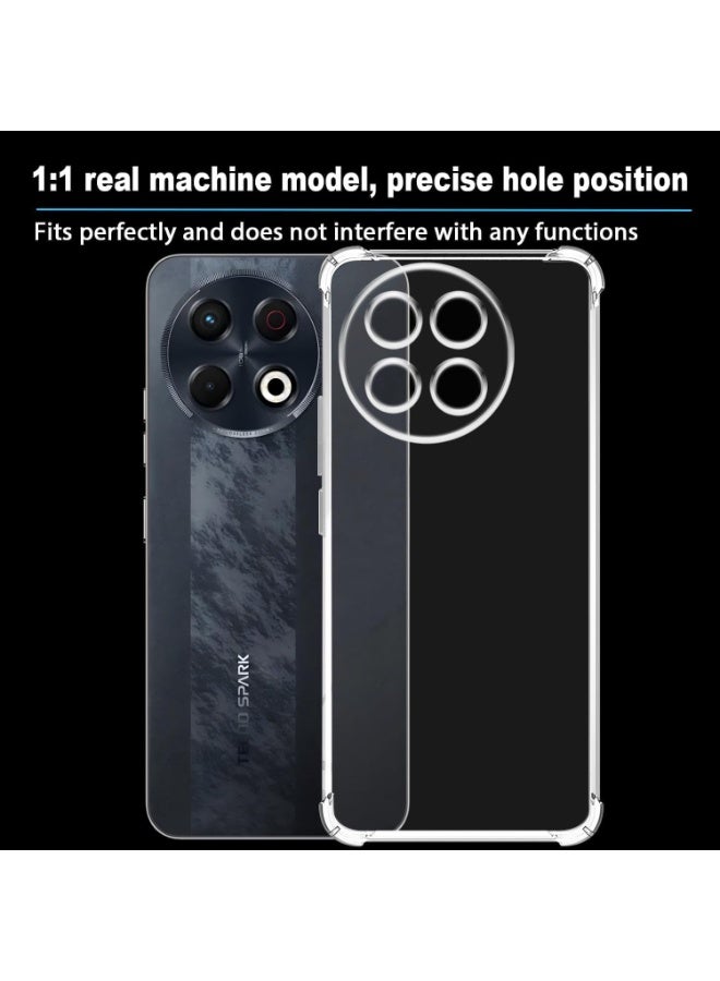 جراب متوافق مع هاتف Tecno Spark 30 Pro - غطاء شفاف من السيليكون (TPU) مقاوم للصدمات، مزود بحماية للكاميرا وزوايا معززة ضد الصدمات - شفاف - Image 4