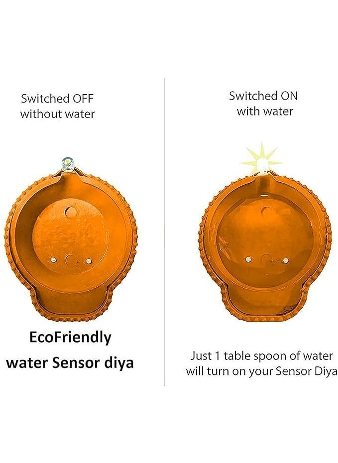 OTIPORTER OTIPORTER Water Sensor Diyas No Oil No Electricity EcoFriendly led Light Diva Artificial Diya with LED Light Battery Operated Traditional Diya Flameless and Smokeless Water Sensor Diva Pack of 12  - Image 5