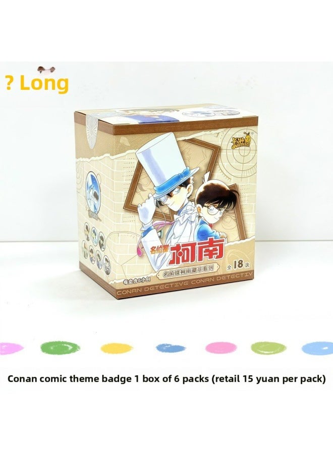 Card Game Nezha: The Demon Boy Naohai Card Full Box Dou Tian Pack No. 1 Card Blind Box Movie Fengshen List Peripheral-Color:Conan Comic Theme Badges 1 Box Of 6 Packs (retail 15 Per Pack)  - Image 1