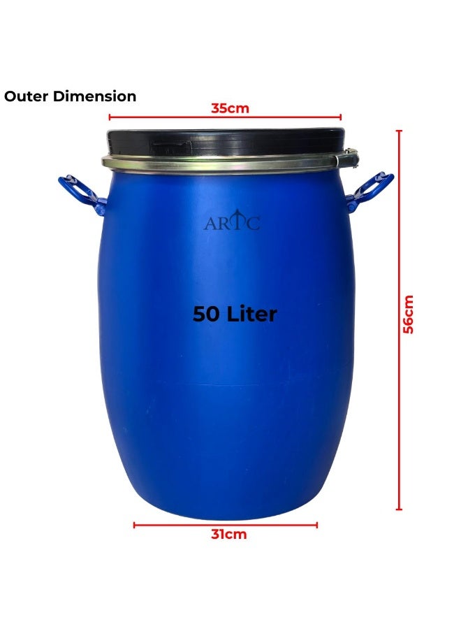 ARTC 220L & 50L Blue Plastic Drum Set (2 Pieces) – Premium Heavy Duty HDPE Storage Barrels, Round Jerrycan with Airtight Sealed Lid, Leakproof & UV Resistant | Food Grade & Chemical Safe Containers for Water, Oil, Perfume, Oud, Liquid, Dry Goods | Large Capacity Reusable Industrial Drums for Bulk Storage, Shipping, Warehouses, Factories, Shops & Commercial Use - Image 4