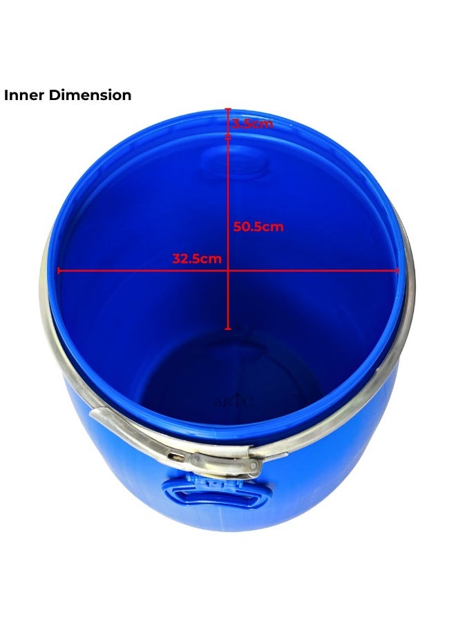 ARTC 220L & 50L Blue Plastic Drum Set (2 Pieces) – Premium Heavy Duty HDPE Storage Barrels, Round Jerrycan with Airtight Sealed Lid, Leakproof & UV Resistant | Food Grade & Chemical Safe Containers for Water, Oil, Perfume, Oud, Liquid, Dry Goods | Large Capacity Reusable Industrial Drums for Bulk Storage, Shipping, Warehouses, Factories, Shops & Commercial Use - Image 5