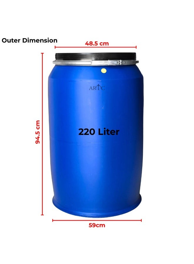 ARTC 220L & 50L Blue Plastic Drum Set (2 Pieces) – Premium Heavy Duty HDPE Storage Barrels, Round Jerrycan with Airtight Sealed Lid, Leakproof & UV Resistant | Food Grade & Chemical Safe Containers for Water, Oil, Perfume, Oud, Liquid, Dry Goods | Large Capacity Reusable Industrial Drums for Bulk Storage, Shipping, Warehouses, Factories, Shops & Commercial Use - Image 3