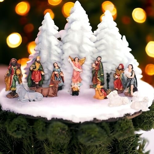 KariGhar® 15 pcs Nativity Set | Crib Set Perfect for Christmas Gifting|Decor ( Pack - Mary,Joseph,Baby Jesus, Angel, 3 Wise Men,Shepherd, 7 Animals (4 Inch (Multi, A0138)) - Image 3