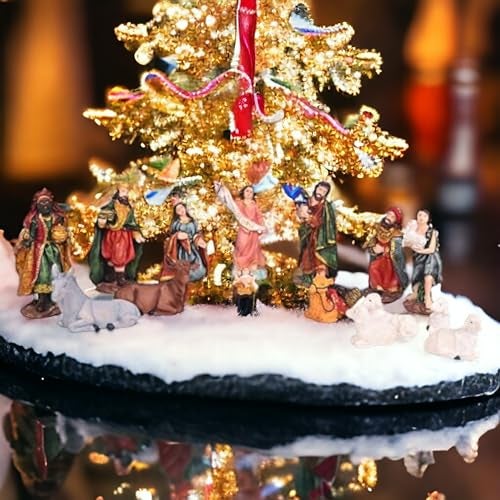 KariGhar® 15 pcs Nativity Set | Crib Set Perfect for Christmas Gifting|Decor ( Pack - Mary,Joseph,Baby Jesus, Angel, 3 Wise Men,Shepherd, 7 Animals (4 Inch (Multi, A0138)) - Image 2