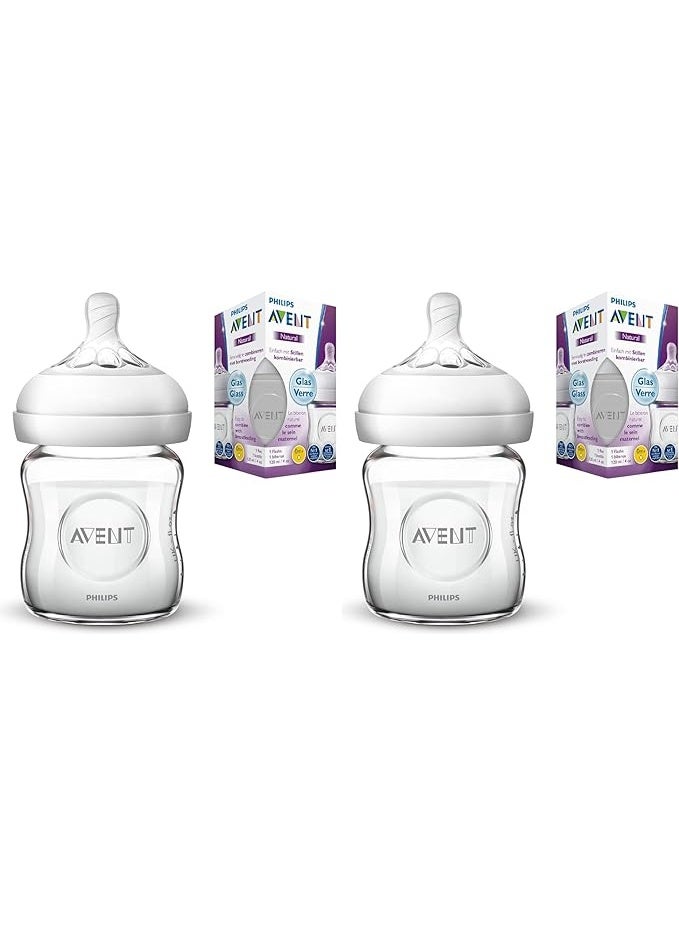 Philips Glass Baby Feeding Bottle (2-Pack) - Healthy, Durable & Easy to Combine with Breastfeeding for Newborns 0+ Months - Image 1