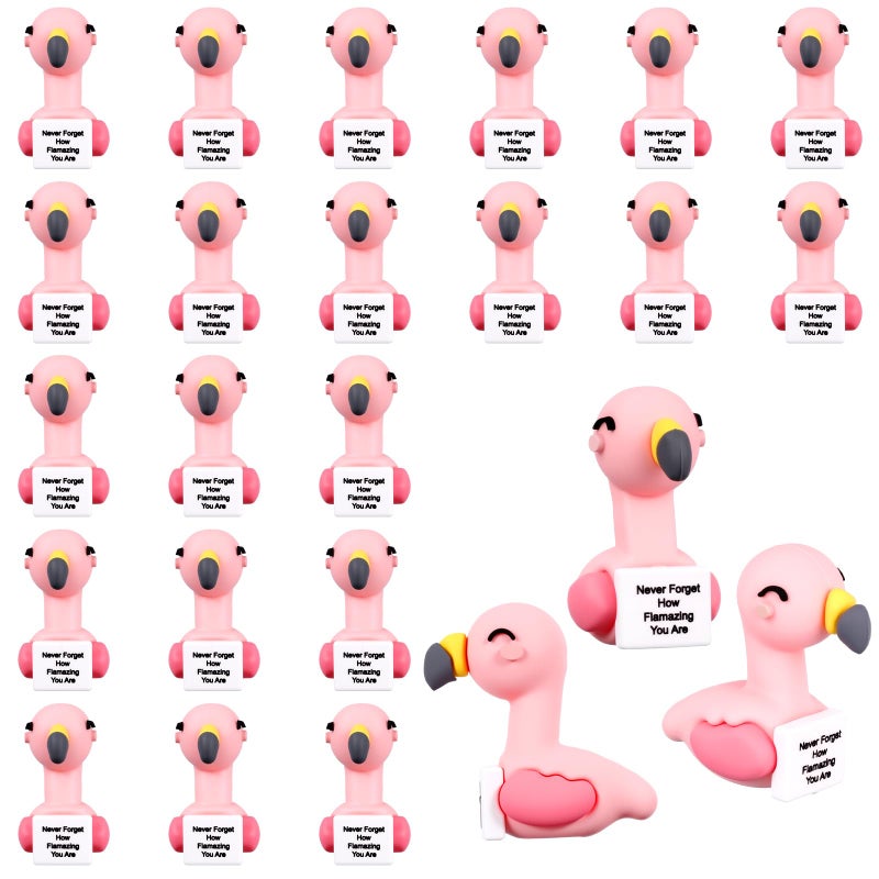 Gejoy 25 Pcs Mini Rubber Flamingo Toys Positive Gifts Mini Flamingos Decorations and Encouragement Birthday Motivational Gifts for Colleague Staff Teacher - Image 2