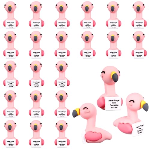 Gejoy 25 Pcs Mini Rubber Flamingo Toys Positive Gifts Mini Flamingos Decorations and Encouragement Birthday Motivational Gifts for Colleague Staff Teacher - Image 1