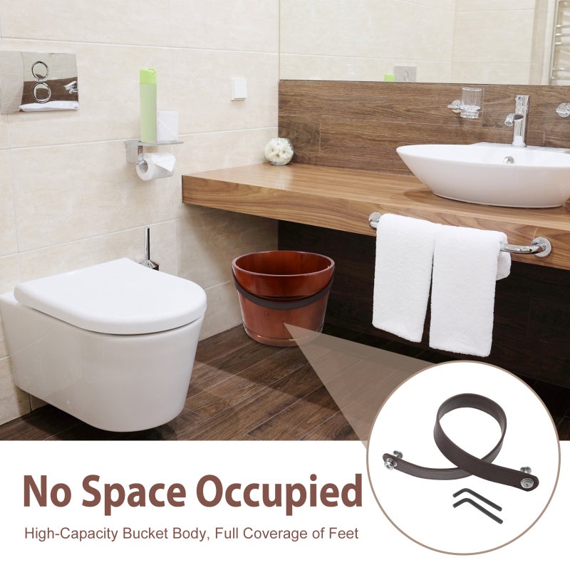 🚽 طقم حزام يد دلو حمام القدم البني الداكن لحمل سهل واستبدال حوض السبا - Image 4