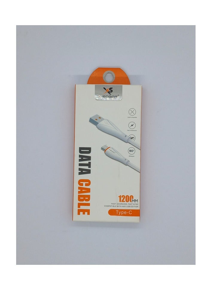 سكوت كابل شحن وناقل بيانات USB سريع للموبايل  لون أبيض - Image 1