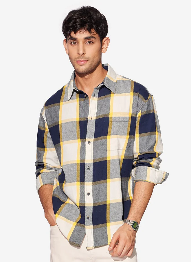 ذا سوليد ستور The Souled Store Men Tartan Checks Opaque Checked Casual Shirt