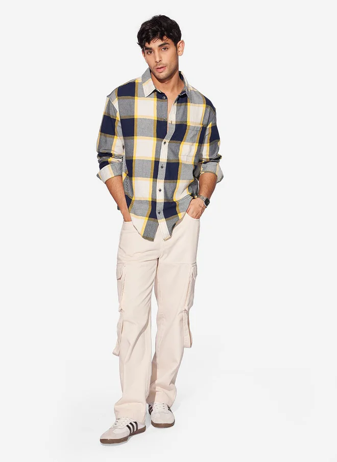 The Souled Store  The Souled Store Men Tartan Checks Opaque Checked Casual Shirt  | Best Price UAE