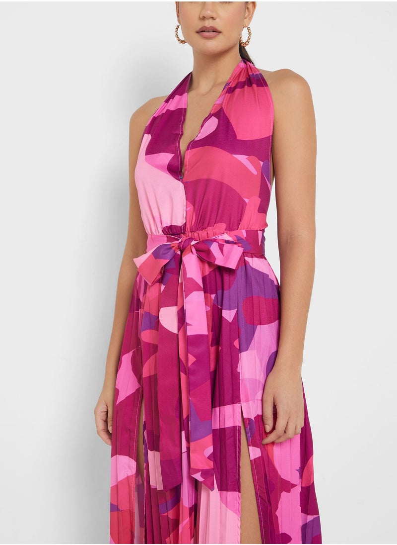 ELLA - Backless Printed Dress - Image 1