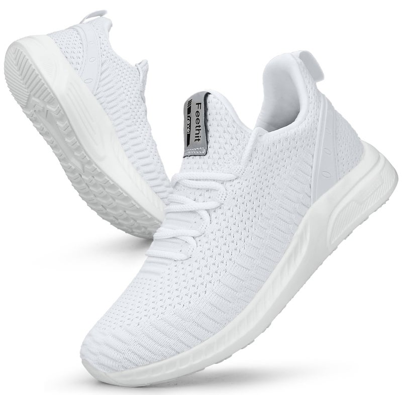Feethit Women Tennis Running Shoes Walking Shoes Lightweight Casual Sneakers for Travel Gym Work Woman Waitress Nurse Light White 8 - Image 1