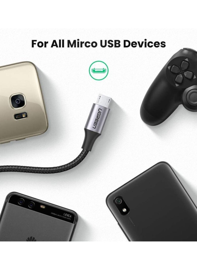 Ugreen - UGREEN Micro USB Cable 18w Android Charing Lead Fast Charge Compatible for Galaxy A10 S7 S6 J6 J4+, Huawei P Smart P8 Y9 Y7 Y6, Honor 8X, Moto G5 E5 E4, Xiaomi A2 Lite, PS4 etc - 1m - Image 1