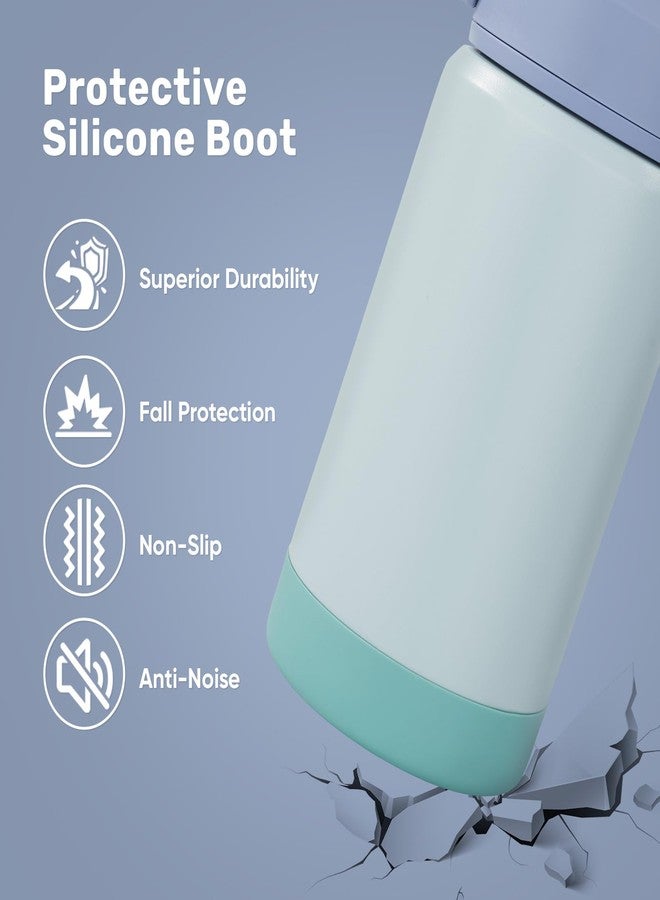 Fijinhom 12 oz Water Bottle, Kids Water Bottles for School, Toddler Water Bottle with Straw & Handle, 304 Stainless Steel Insulated Water Bottle, Non-slip Silicone Base, BPA Free, Haze Blue - Image 4