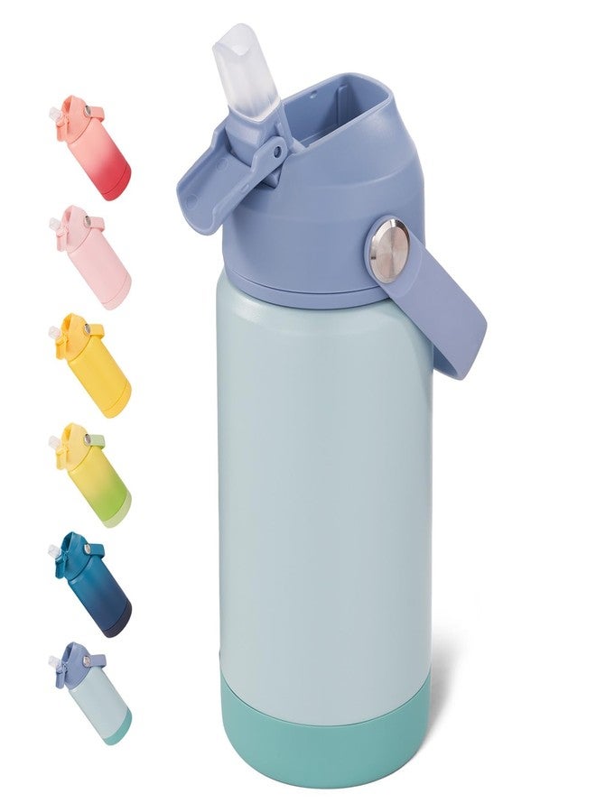 Fijinhom 12 oz Water Bottle, Kids Water Bottles for School, Toddler Water Bottle with Straw & Handle, 304 Stainless Steel Insulated Water Bottle, Non-slip Silicone Base, BPA Free, Haze Blue - Image 1