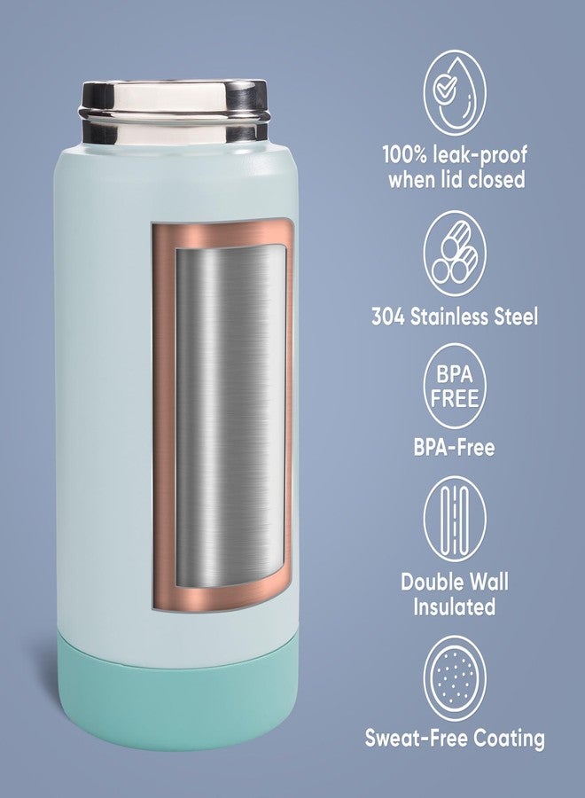 Fijinhom 12 oz Water Bottle, Kids Water Bottles for School, Toddler Water Bottle with Straw & Handle, 304 Stainless Steel Insulated Water Bottle, Non-slip Silicone Base, BPA Free, Haze Blue - Image 3