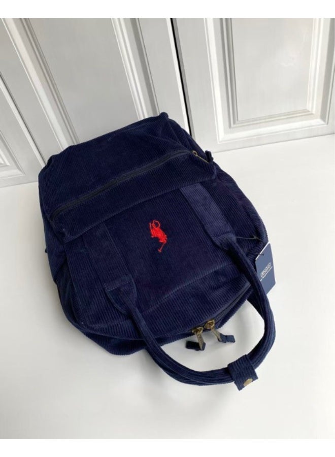 RL Outdoor sport embroidery corduroy large-capacity trendy backpack for dual-shoulder carrying - Image 2