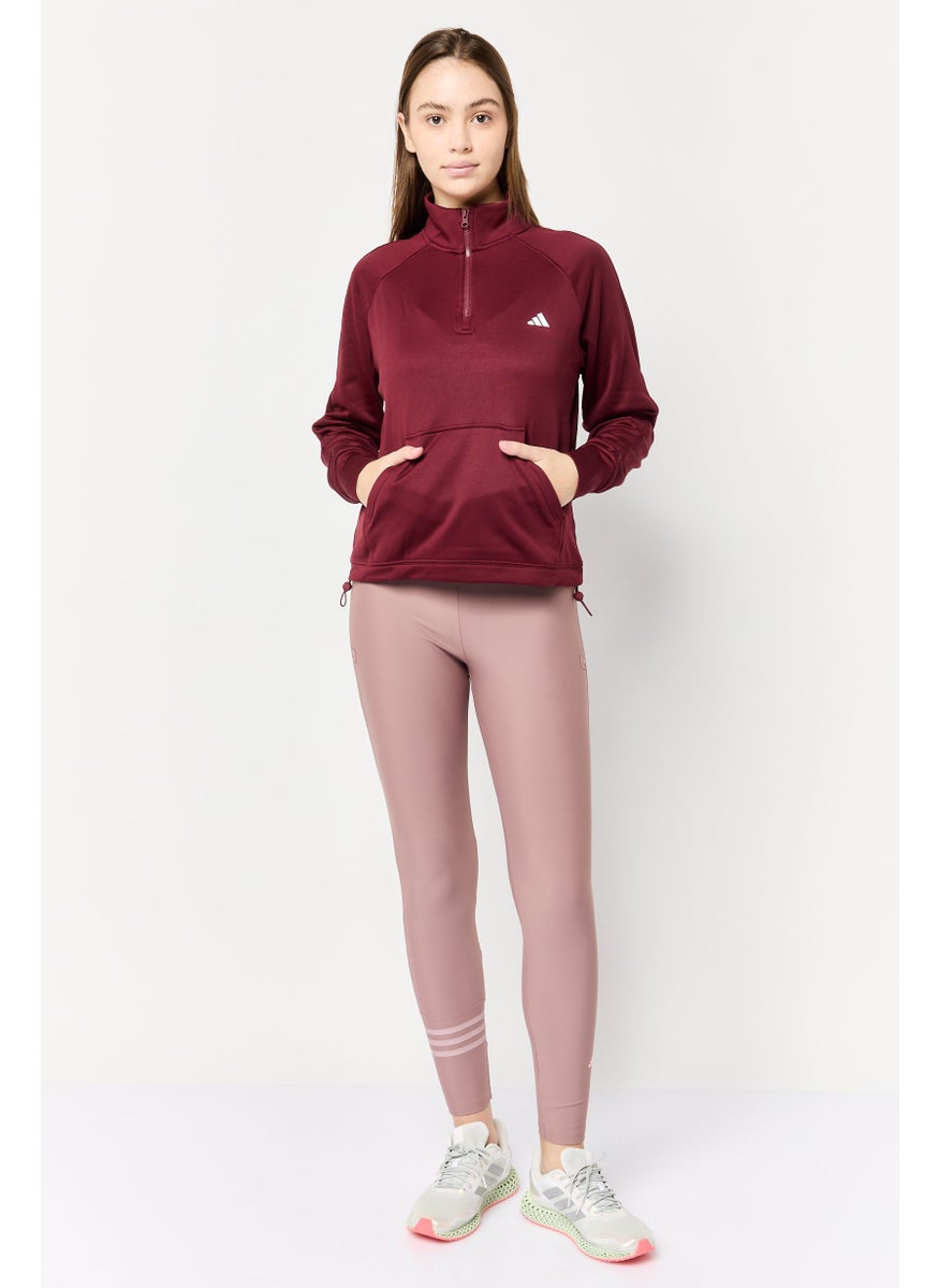Adidas Women Sportswear Fit Long Sleeve Training Sweatshirts, Red  - Image 3