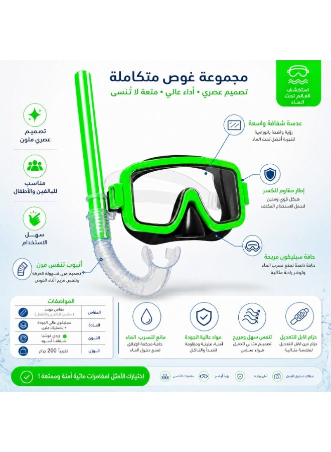 Premium Snorkel Set - Anti-Fog Diving Mask & Easy-Breathe Dry Top Snorkel Gear for Swimming and Water Sports (Adults & Kids) - Image 2