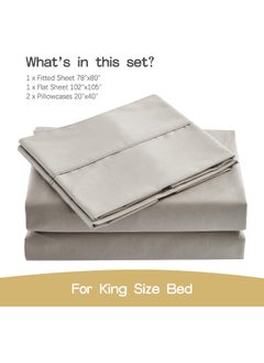 ECVV Ecvv Cotton Bed Sheet Set King Size, Extra Soft Cooling Sheets Deep Pocket, 4 Piece Full Sheet Set  - Image 4