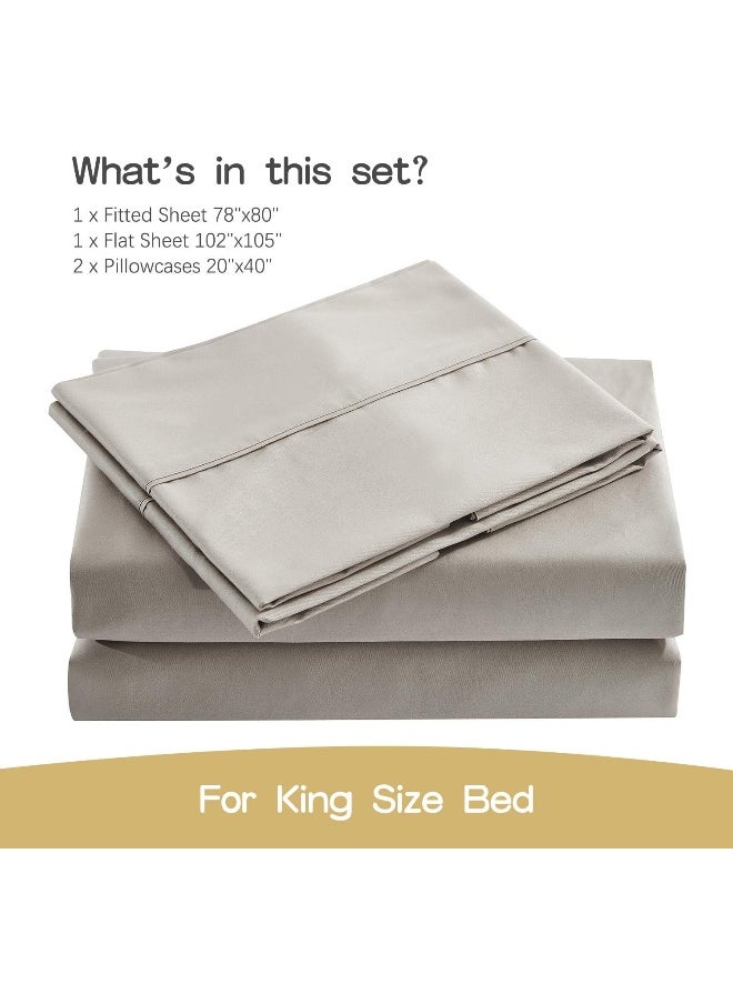 ECVV - Ecvv Cotton Bed Sheet Set King Size, Extra Soft Cooling Sheets Deep Pocket, 4 Piece Full Sheet Set - Image 1