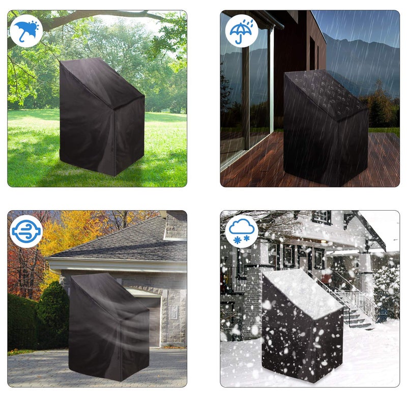 QEES Patio Furniture Covers,Outdoor Chair Covers,Outdoor Furniture Cover Waterproof,Heavy Duty Patio Chair Cover For Outdoor Furniture,Stacking Chair Cover with Adjustable Cord For All Weather Protection. - Image 5