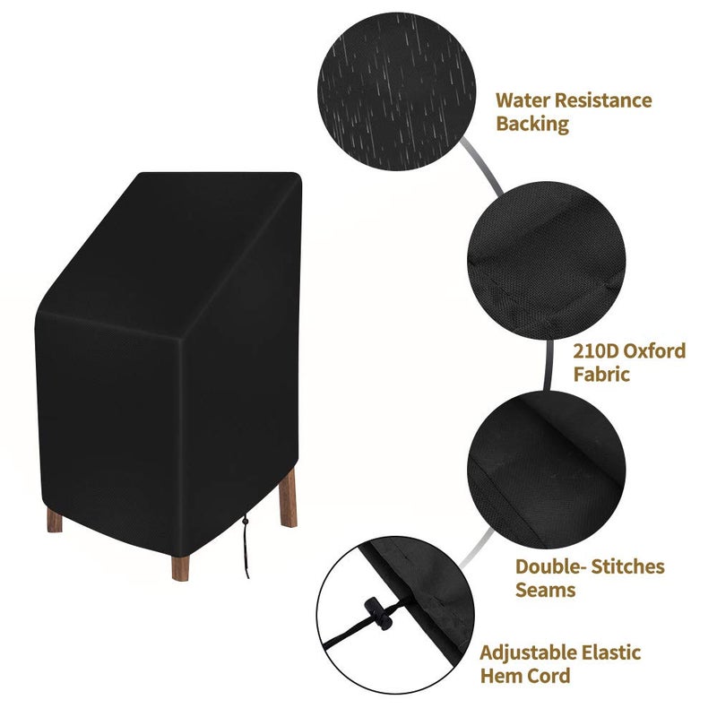 QEES Patio Furniture Covers,Outdoor Chair Covers,Outdoor Furniture Cover Waterproof,Heavy Duty Patio Chair Cover For Outdoor Furniture,Stacking Chair Cover with Adjustable Cord For All Weather Protection. - Image 3