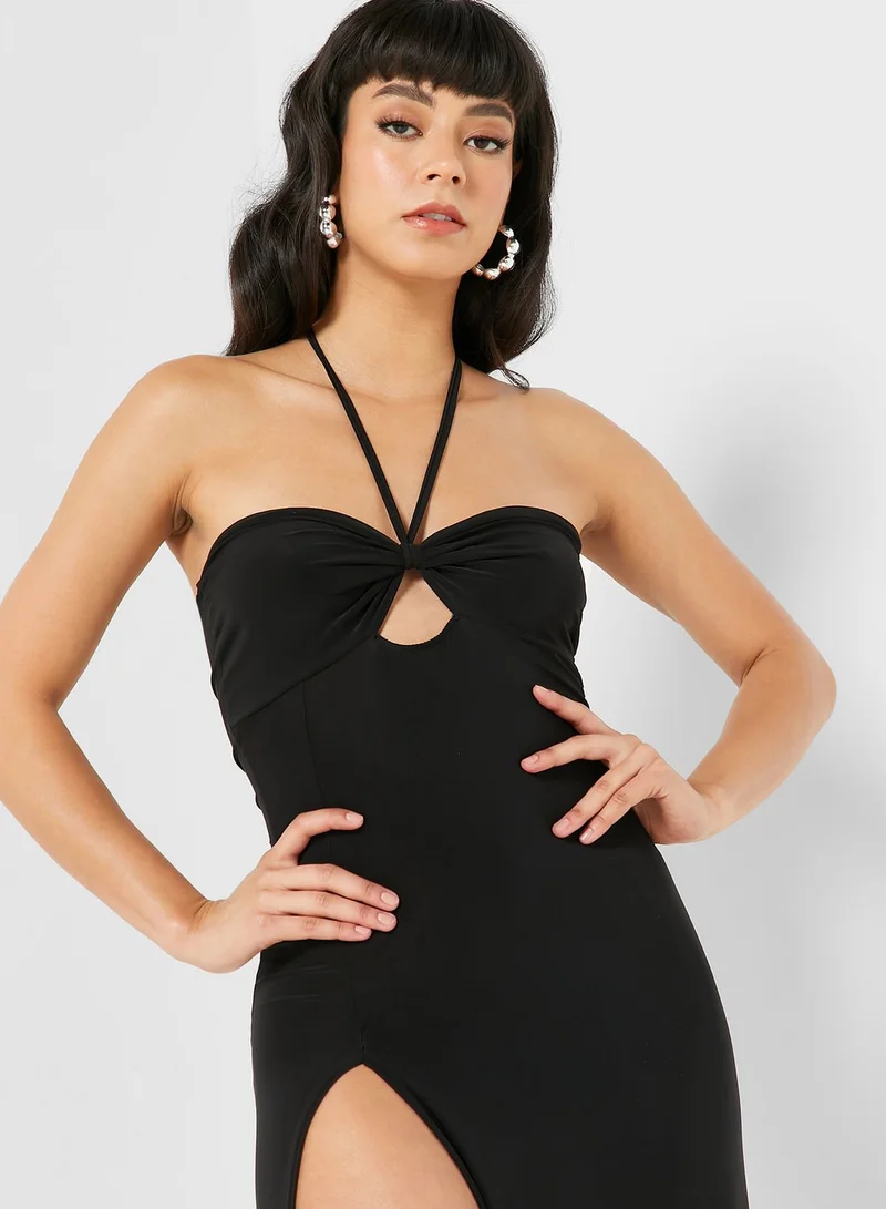 I SAW IT FIRST Halter Neck Side Split Cut Out Detail Dress