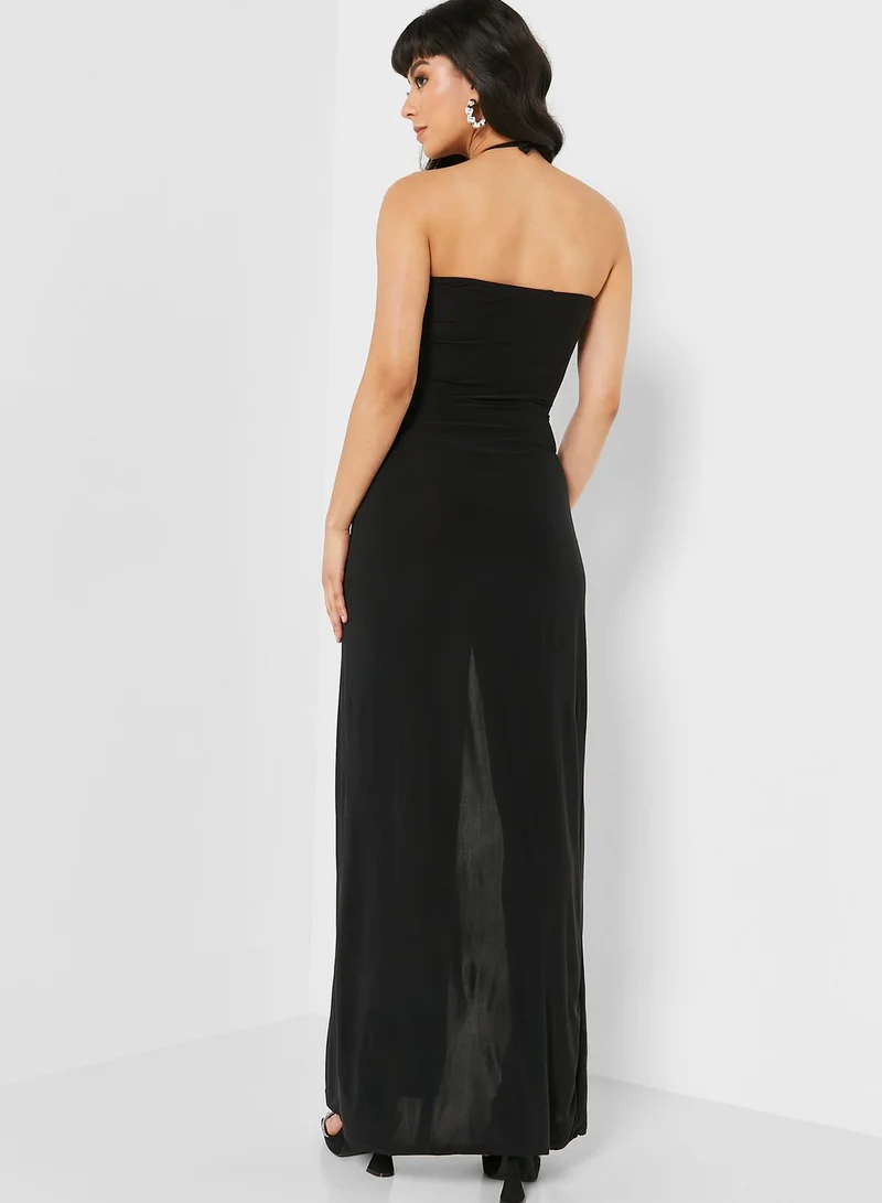 I SAW IT FIRST Halter Neck Side Split Cut Out Detail Dress