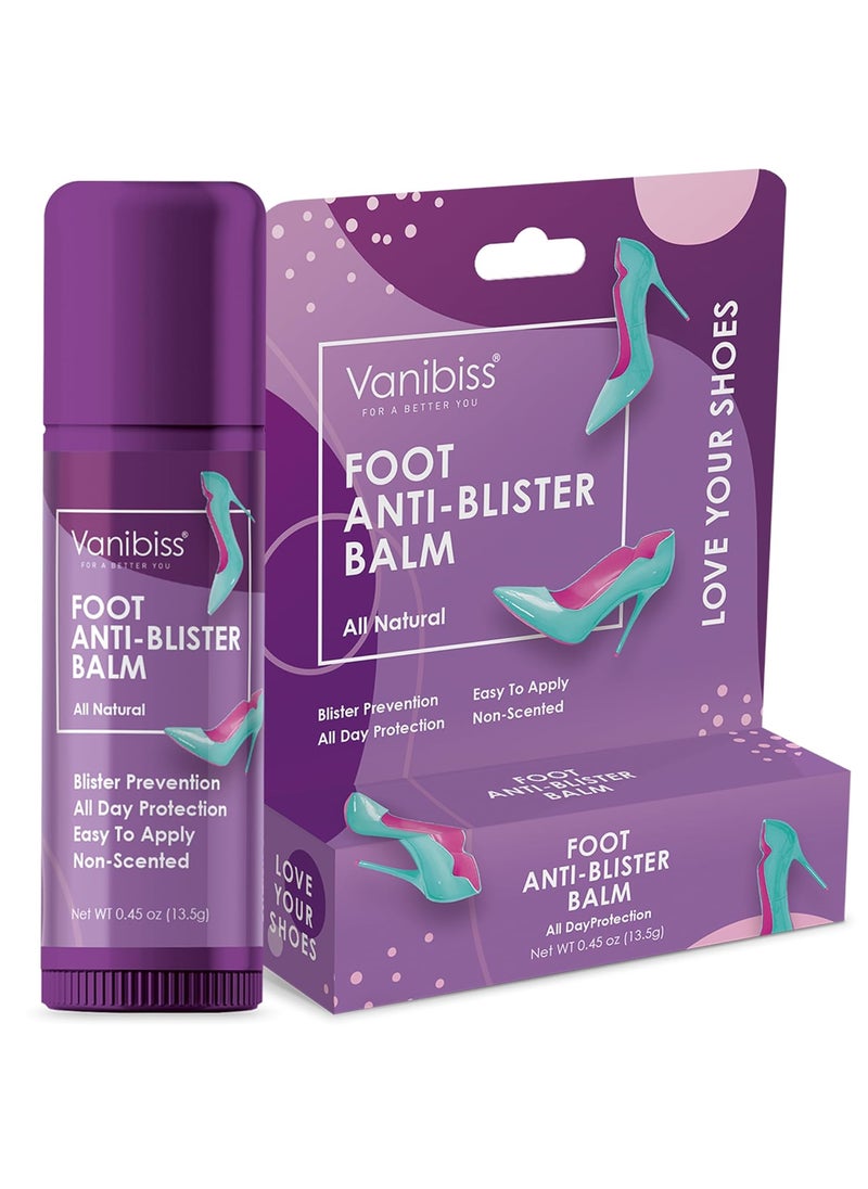 Vanibiss - Vanibiss Foot Anti Blister Balm - Foot Blister Prevention - Anti Friction Balm Stick and Foot Chafing Relief - Heel Blister Blocker - Prevent Shoe Strap Friction - Natural Foot Care (0.45oz) - Image 1