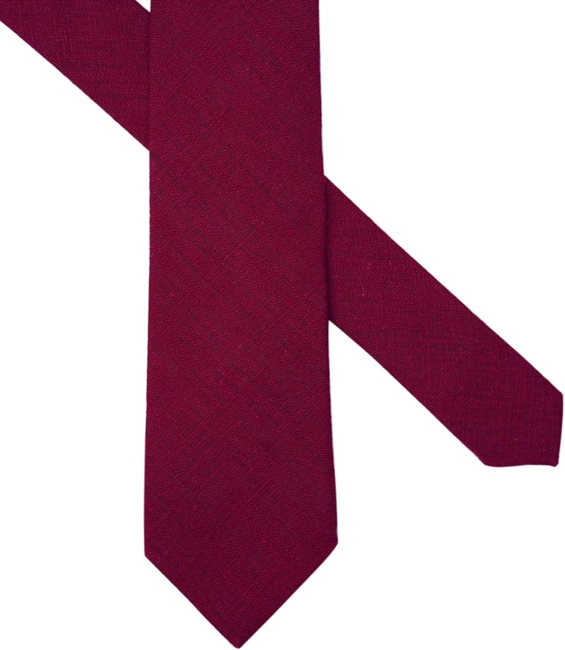 BELLUNO Men's Skinny Ties, Cotton Linen Blend 2.5 inch Solid Neckties - Image 3