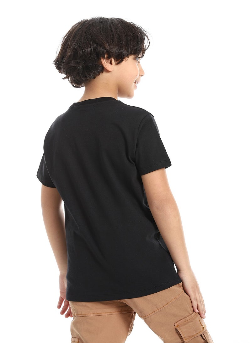 Andora Round Neck Printed Short Sleeve Boy T-shirt_Black Shadow - Image 3