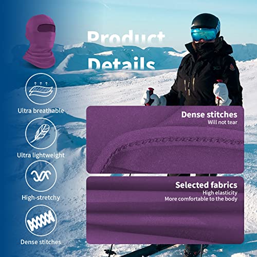 YESLIFE Purple Balaclava Ski Mask for Men and Women, Summer Face Mask for Motorcycle Helmets, Dirt Bike Accessories Neck Gaiter, Bandanas - Image 5