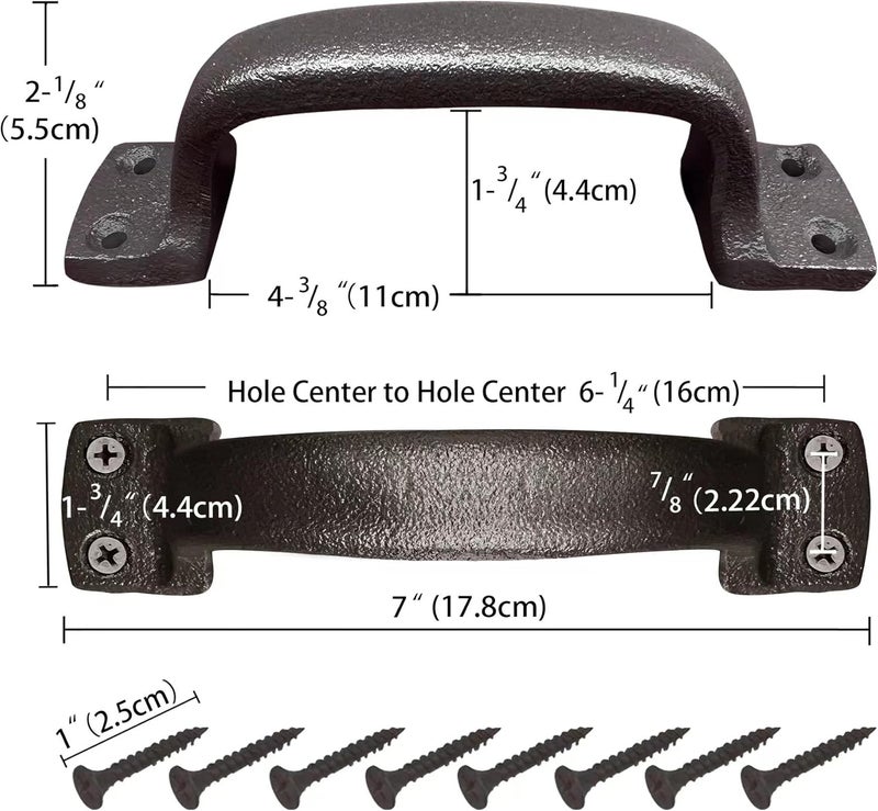 Keponbee Sliding Barn Door Handle Cast Iron Gate Handle Vintage Metal Solid Heavy Duty Gate Pull Handle, Set of 2, 7 Inch - Image 2