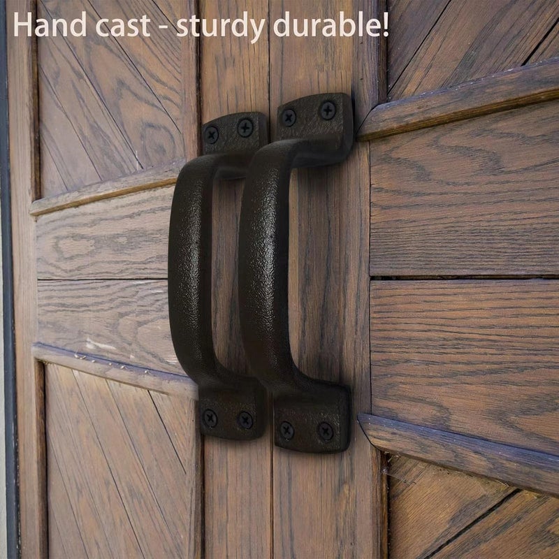 Keponbee Sliding Barn Door Handle Cast Iron Gate Handle Vintage Metal Solid Heavy Duty Gate Pull Handle, Set of 2, 7 Inch - Image 3