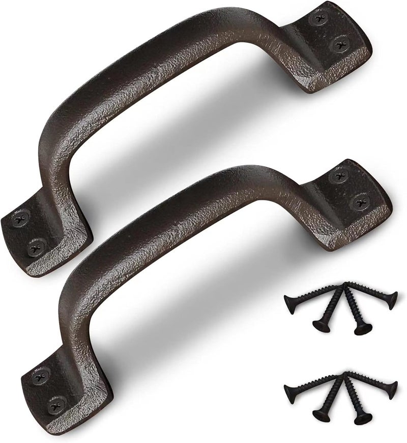 Keponbee Sliding Barn Door Handle Cast Iron Gate Handle Vintage Metal Solid Heavy Duty Gate Pull Handle, Set of 2, 7 Inch - Image 1
