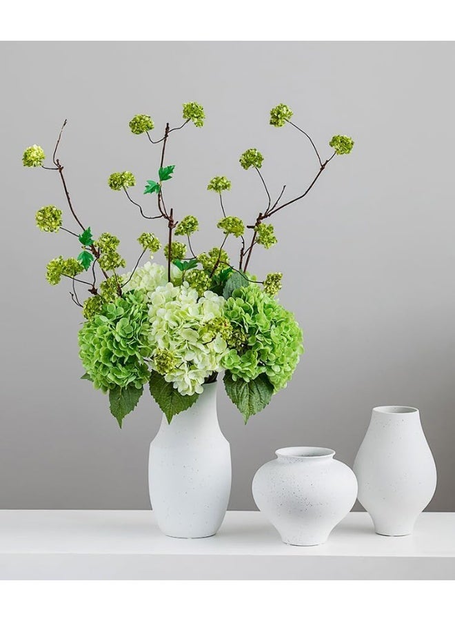 LATIFA 3pcs Real Touch Hydrangea Artificial Flowers, 16" Deep Green Lifelike Large Blooms - Image 3