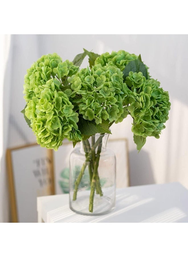 LATIFA 3pcs Real Touch Hydrangea Artificial Flowers, 16" Deep Green Lifelike Large Blooms - Image 1