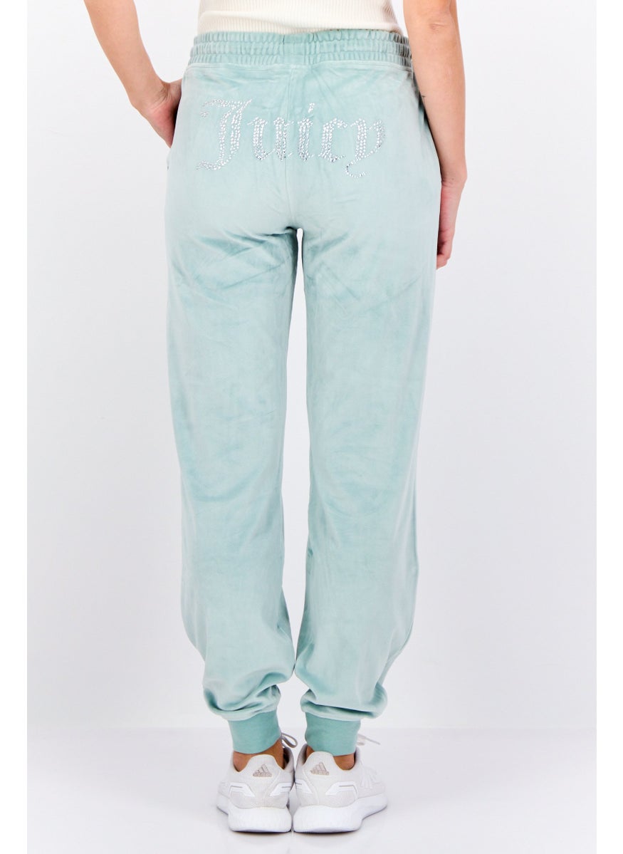 Juicy Couture Women Regular Fit Velvet Jogger Pants, Pale Green  - Image 3