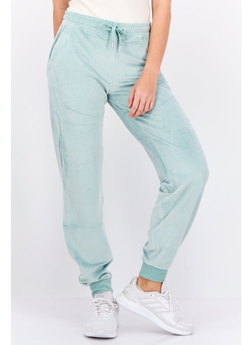 Juicy Couture Women Regular Fit Velvet Jogger Pants, Pale Green  - Image 1