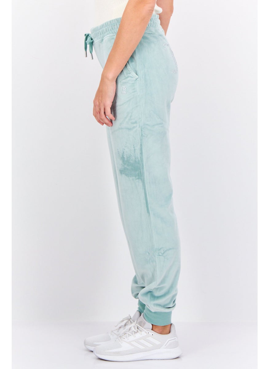 Juicy Couture Women Regular Fit Velvet Jogger Pants, Pale Green  - Image 2