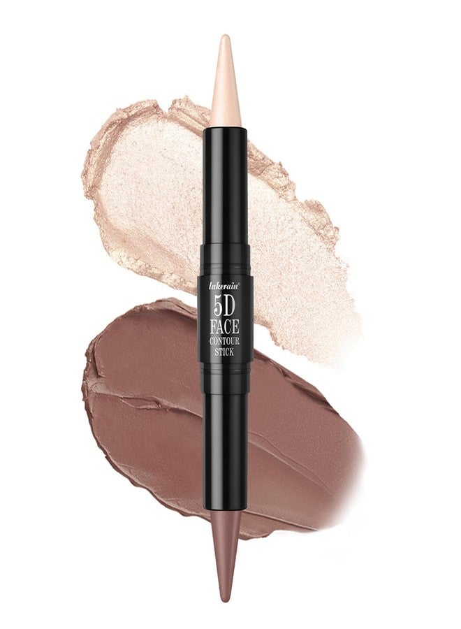 teerova Cream Contour Stick, Double-Ended Sharp Tip Highlighter & Bronzer Contour Stick for Sculpt Cheeks, Non-sticky Blendable Waterproof Long Wearing Face Contouring Pen (#03 Wing Pearl & Mocha, 1 PC) - Image 1