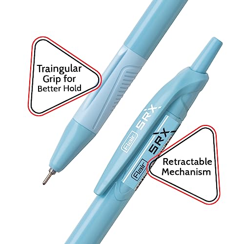 FLAIR SRX 0.7mm Retractable Ball Pen Box Pack | Triangular Grip For Better Hold | Light Weight Refillable Ball Pen | Vibrant Solid Body Colours | Black Ink, Pack of 30 Pens - Image 4