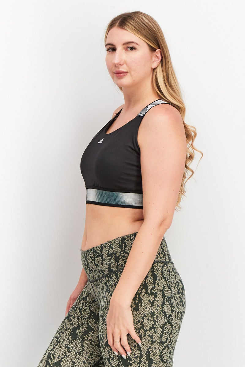 Adidas Women Sportswear Fit Brand Logo Sleeveless Sports Bra, Black - Image 2