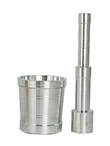 RJ kitchenware Store RJ kitchenware Store Pure Aluminium Mortar and Pestle Set Kitchen Khalbatta Okhli Khal Musal Dasta Ural Kundi Sota Kharal Masher Set Spice Grinder - Image 2