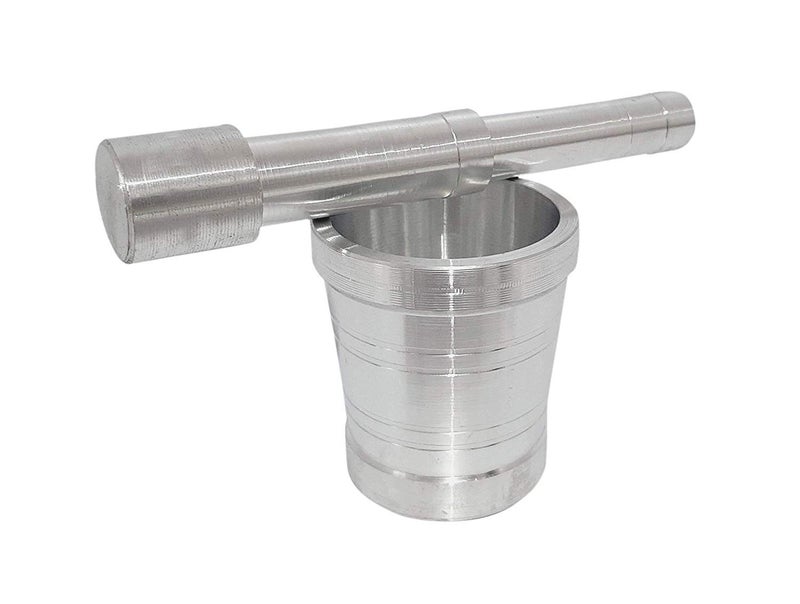 RJ kitchenware Store RJ kitchenware Store Pure Aluminium Mortar and Pestle Set Kitchen Khalbatta Okhli Khal Musal Dasta Ural Kundi Sota Kharal Masher Set Spice Grinder - Image 4