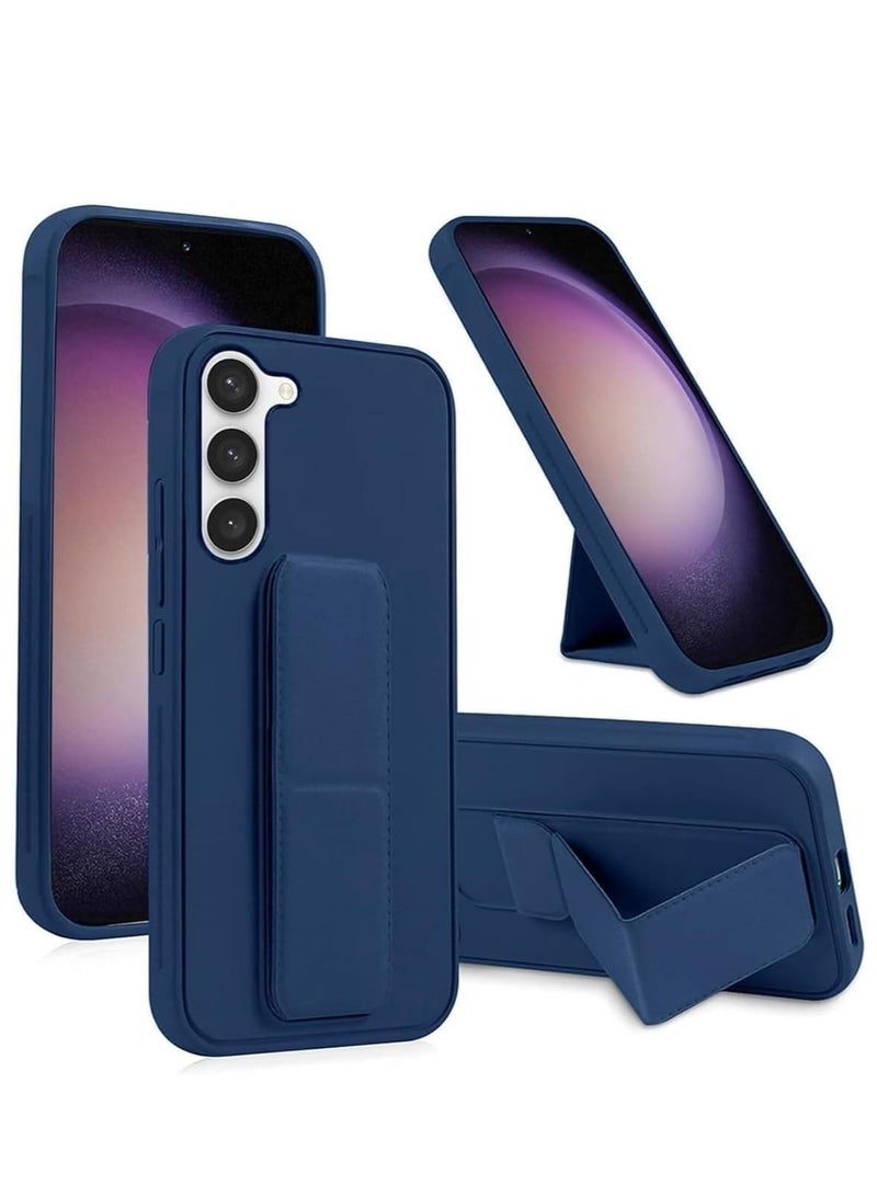 Denx Samsung Galaxy A35 Case with Kickstand and Magnetic Holder, Premium Vertical Strap and Grip with Silicone Holder, multiple viewing positions for Samsung Galaxy A35 (Blue) - Image 1
