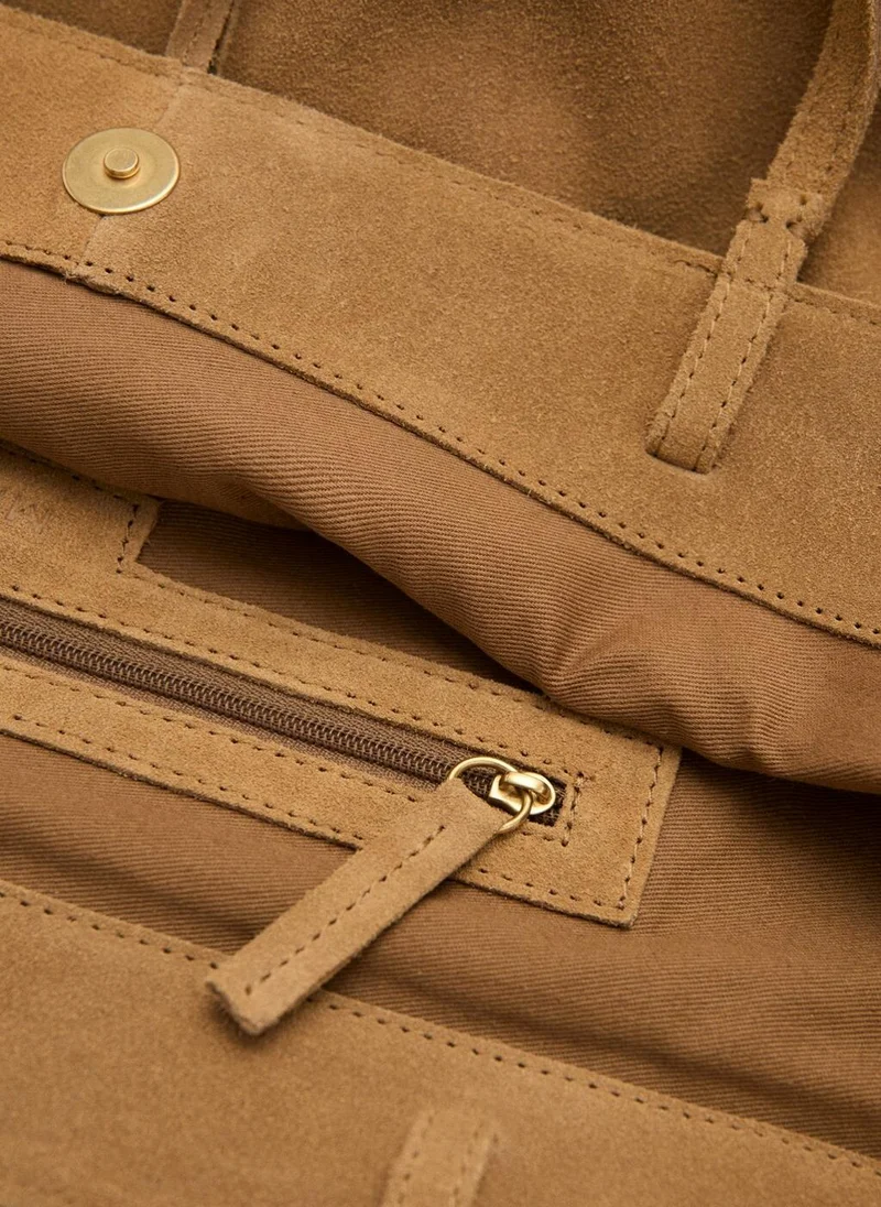 MANGO  Suede shopper bag with bow closure for Women | Best Price UAE