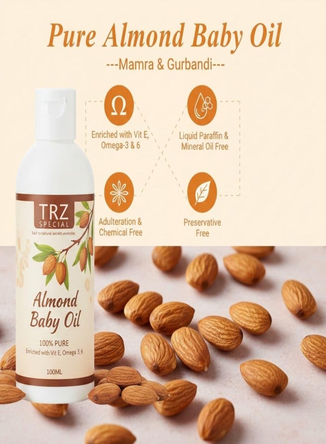 TRZ Pure Almond Oil child Whitening baby MassageOil 100 m.l. Gentle for Baby’s Skin & Bones | With Natural Oils| Skin Lightening Baby Glow Oil Tel - Image 3